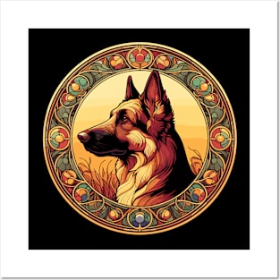 German Shepherd Gift - Alsation Dog - Art Nouveau Style Posters and Art